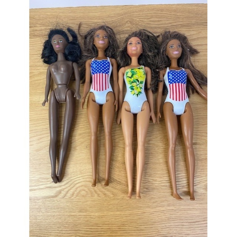 Barbie Doll Lot Kid 11.5in Multi Good Olympic Swimsuit American Flag Lemon Print